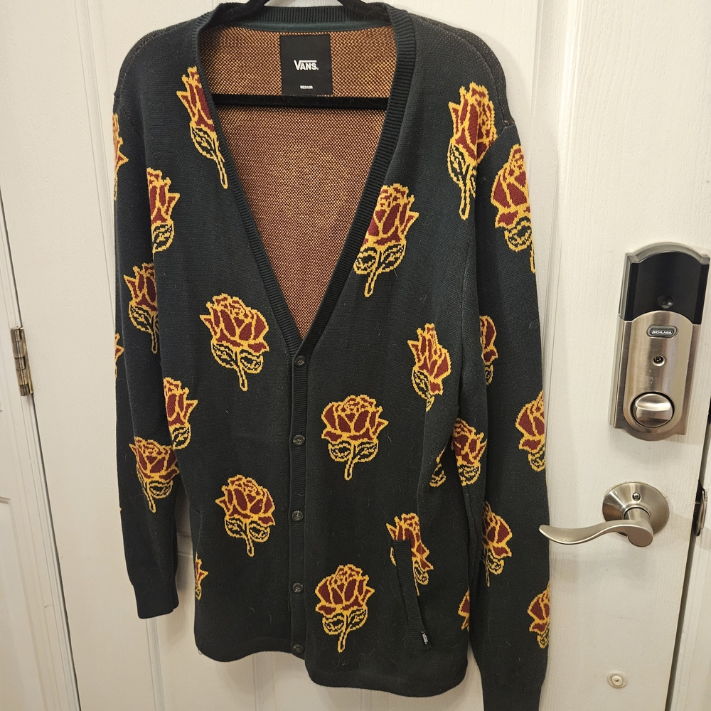 Vans Black Sweater with Orange Floral Design - Picture 2 of 10
